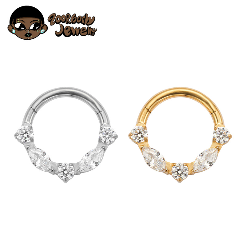Zoor Body Jewelry - ASTM F136 Titanium Marquise CZ Hinged