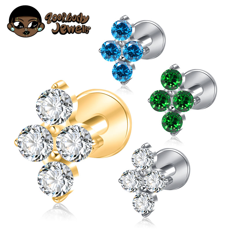 Zoor Body Jewelry - ASTM F136 Titanium Piercing 16G CZ