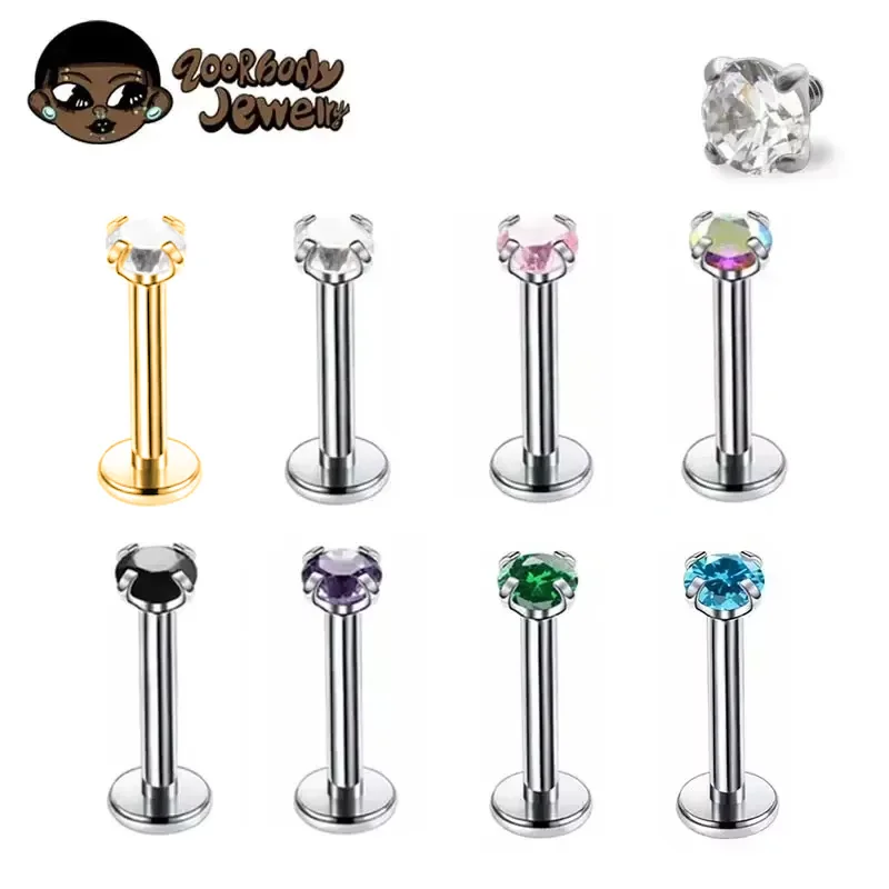 Zoor Body Jewelry - 1Pcs G23 Titanium Piercing CZ Gem