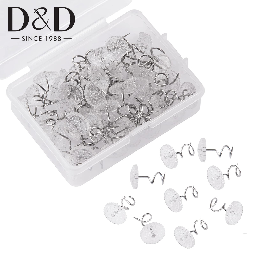 Threadless Push Pin - 20/40/50Pcs Clear Twist Pins Bedskirt Pins