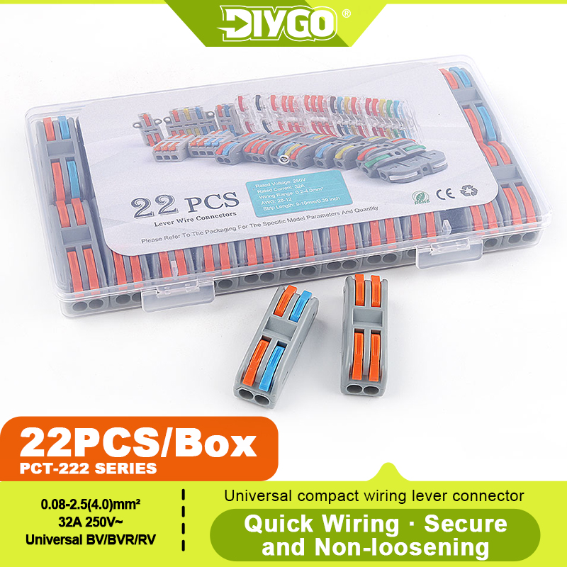 Threadless Push Pin - DIY GO 22PCS Lever Wire Connectors