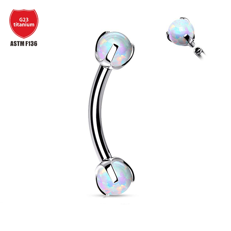 Zoor Body Jewelry - F136 Titanium Opal Eyebrow Piercing Curved