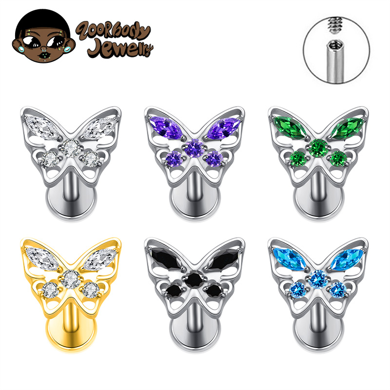 Zoor Body Jewelry - ASTM F136 Titanium Hollow Butterfly Cubic
