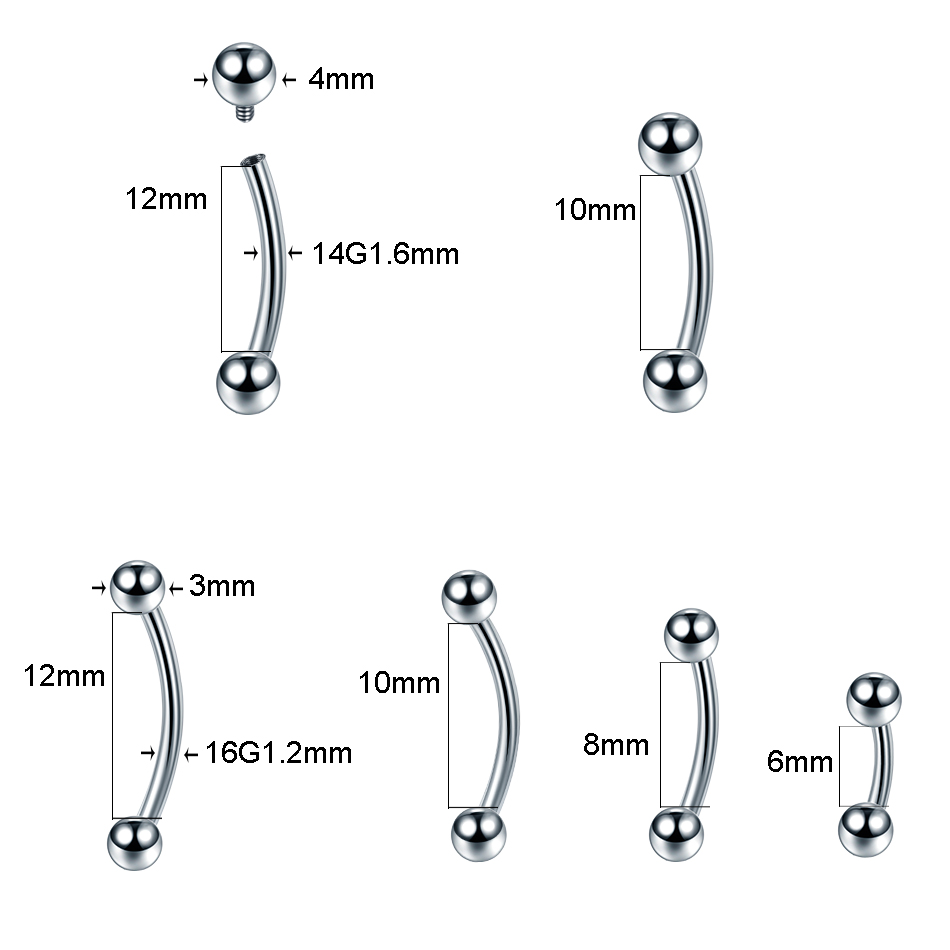 1PC 100% Titanium Eyebrow Pier - Zoor Body Jewelry 评论和价格