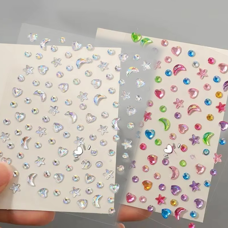 1/2pcs 3D Star Moon Heart Rhin - Body Jewelry Stickers 评论和价格