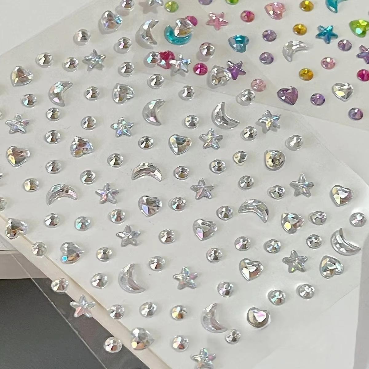 1/2pcs 3D Star Moon Heart Rhin - Body Jewelry Stickers 评论和价格