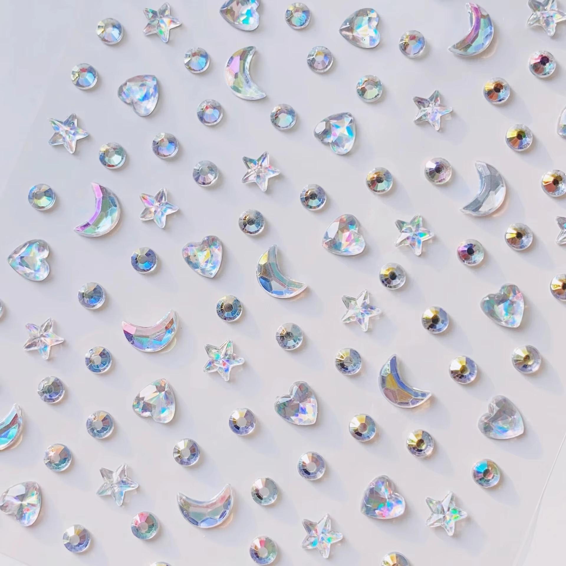 1/2pcs 3D Star Moon Heart Rhin - Body Jewelry Stickers 评论和价格
