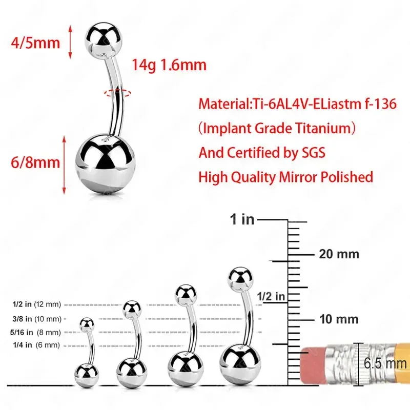 F136 Titanium Pierced Navel Ri - Zoor Body Jewelry 评论和价格