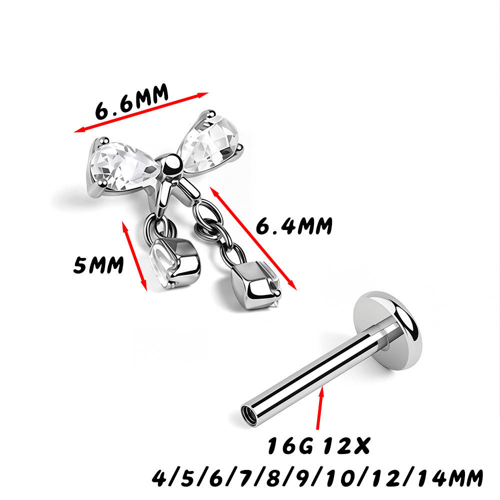 ASTM F136 Titanium Bow Dangle  - Zoor Body Jewelry 评论和价格