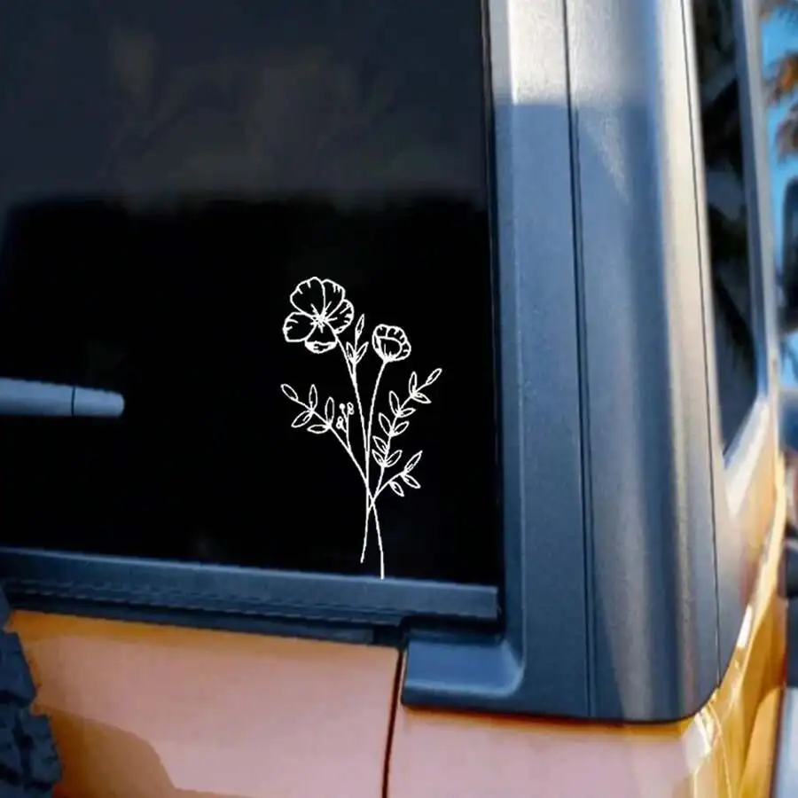 1pc Wild Flower Car Sticker, S - Body Jewelry Stickers 评论和价格