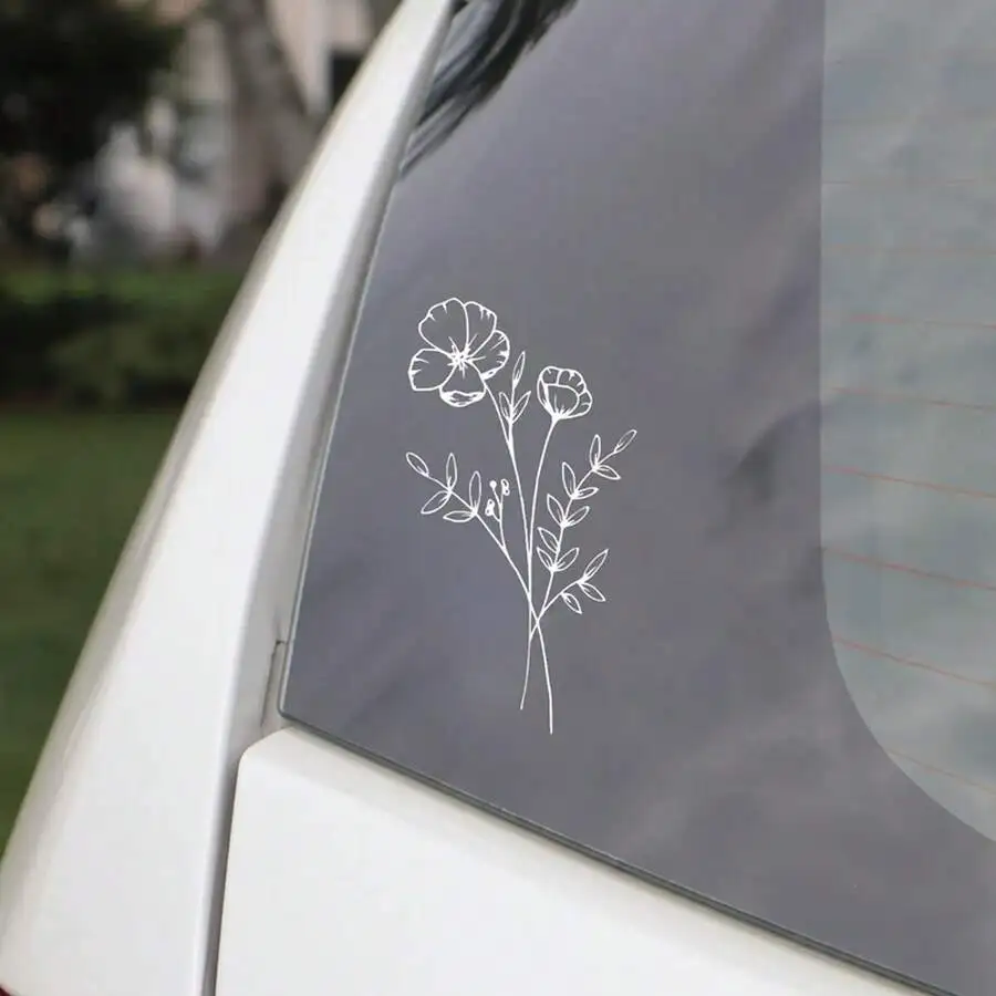 1pc Wild Flower Car Sticker, S - Body Jewelry Stickers 评论和价格