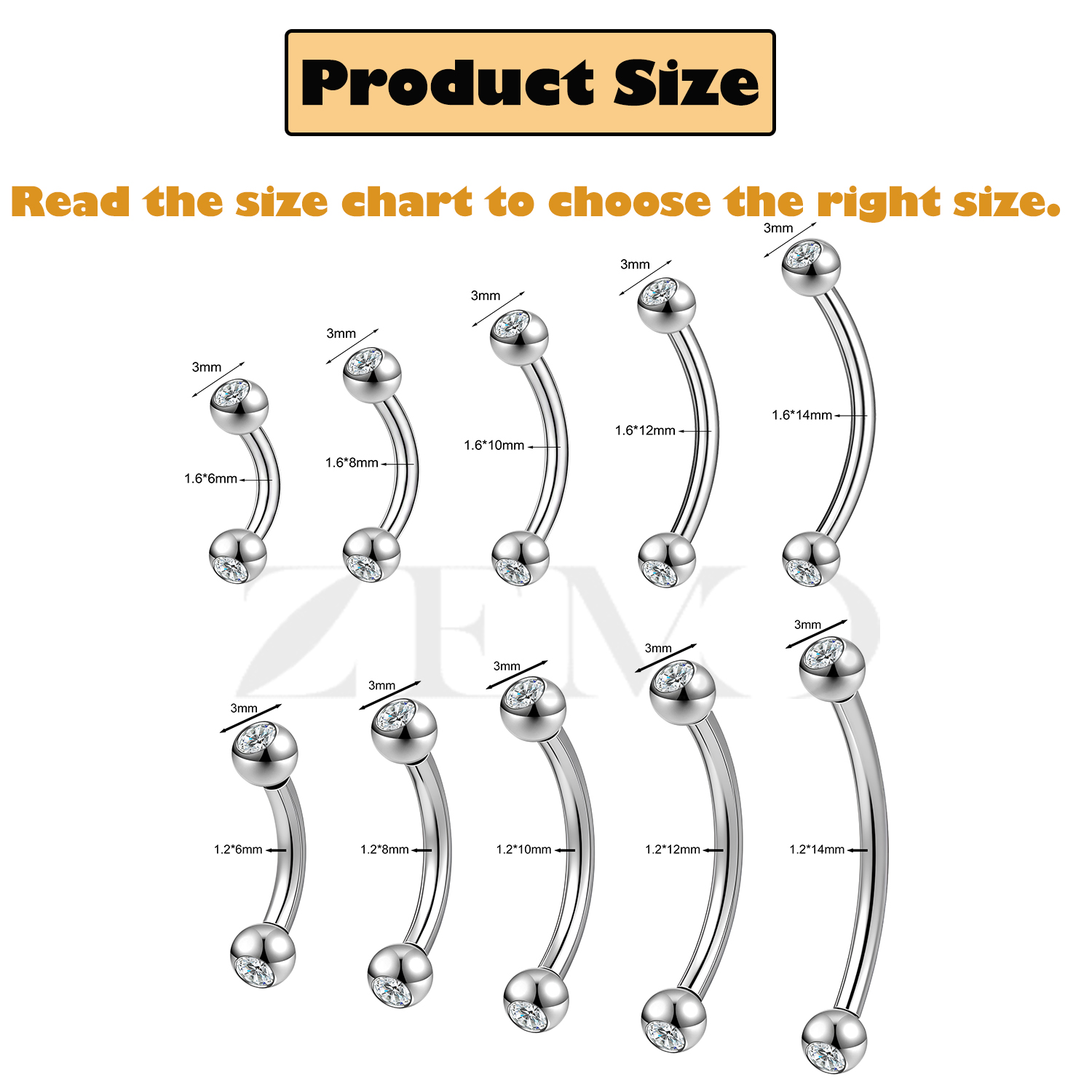 ZEMO 1PC 14/16G Stainless Stee - Zoor Body Jewelry 评论和价格