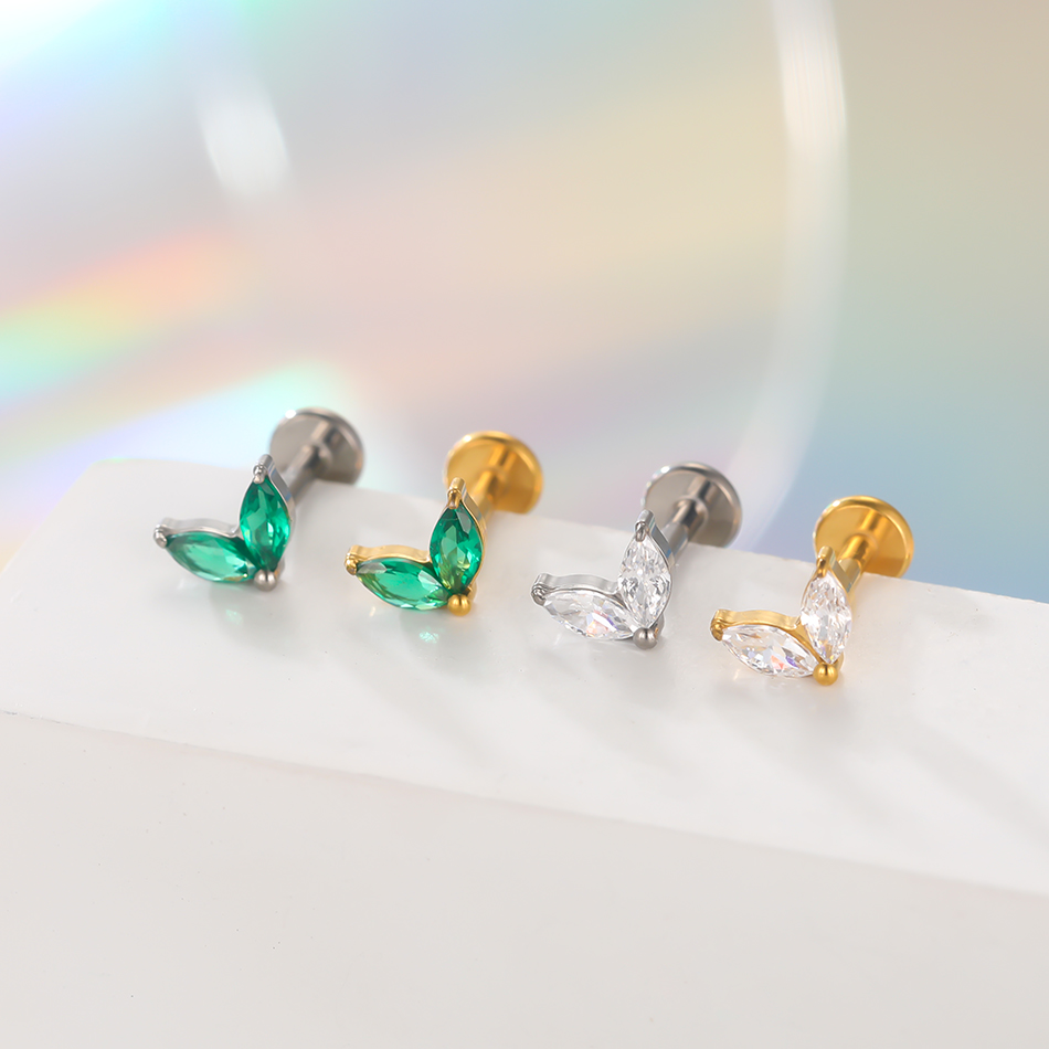 1pc Titanium White Green Zirco - Zoor Body Jewelry 评论和价格