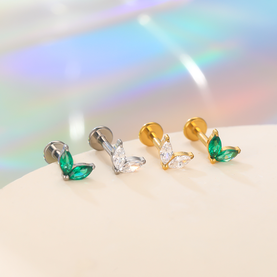 1pc Titanium White Green Zirco - Zoor Body Jewelry 评论和价格