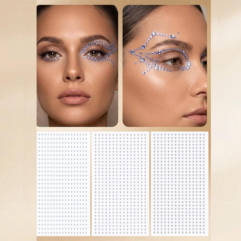 Fake Nose Rings Face Gems Hair - Body Jewelry Stickers 评论和价格