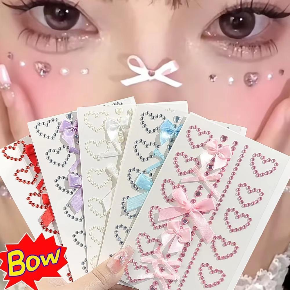1 Sheet Red Ribbon Bow Sparkly - Body Jewelry Stickers 评论和价格