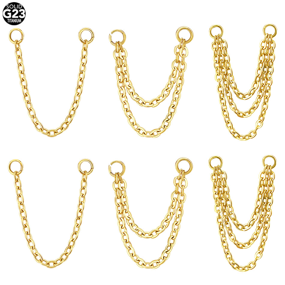 1/5PCS Titanium Double Chain f - Zoor Body Jewelry 评论和价格