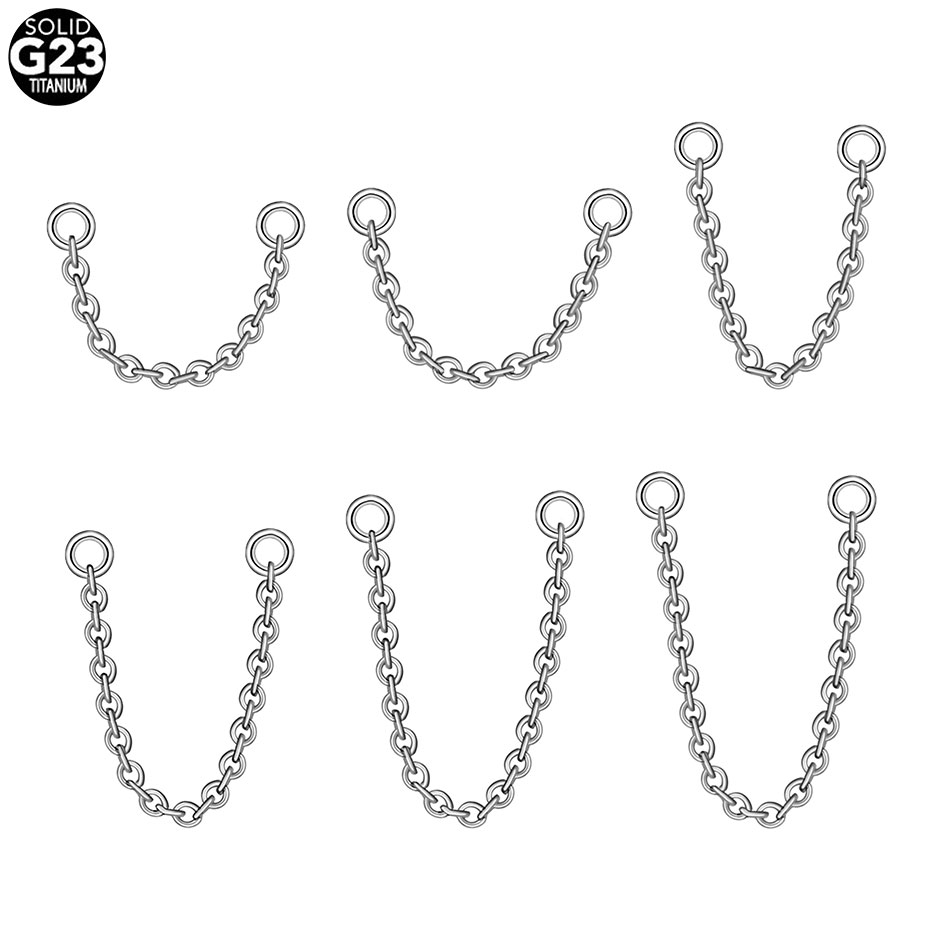 1/5PCS Titanium Double Chain f - Zoor Body Jewelry 评论和价格