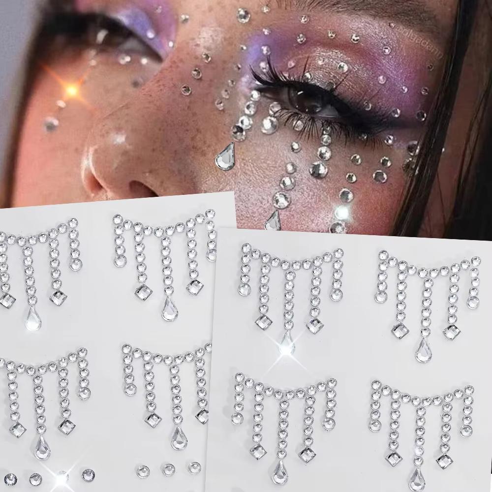 1/5 Sheets Face Jewels Sticker - Body Jewelry Stickers 评论和价格